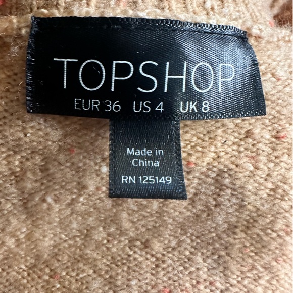 Topshop Tan Pointelle Speckled Pullover Sweater - 4 - Picture 8 of 11